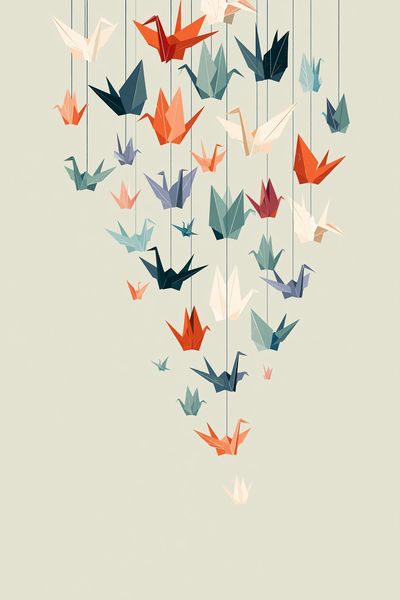 Origami Cranes Minimalist Poster. poster
