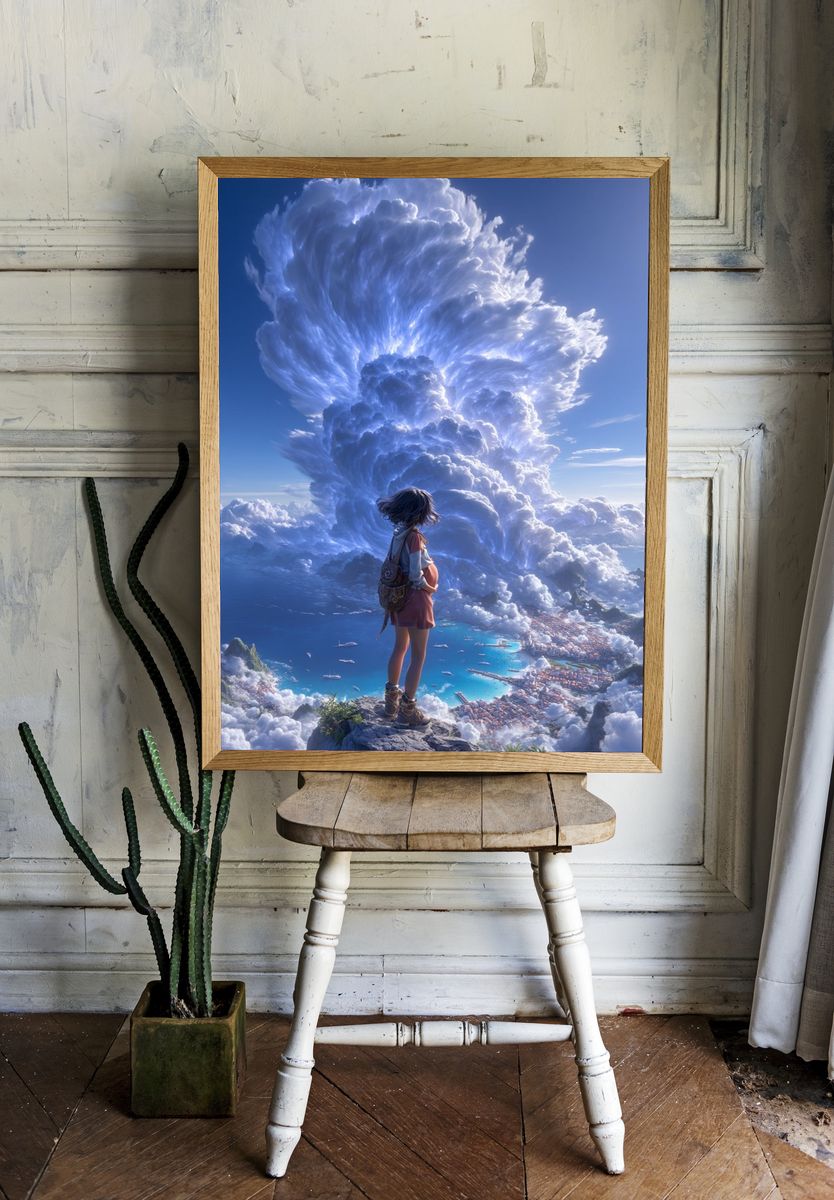 Cloud Giant Fantasy Illustration Poster. — room view 1