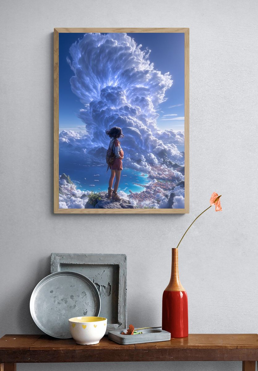 Cloud Giant Fantasy Illustration Poster. — room view 3