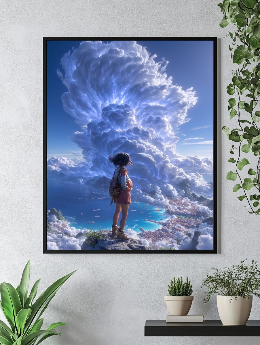 Cloud Giant Fantasy Illustration Poster. — room view 4