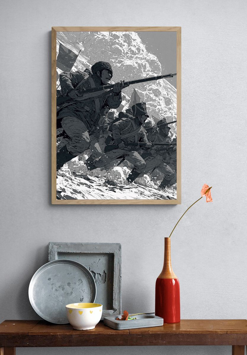 Civil War Charge Illustration Poster. — room view 3