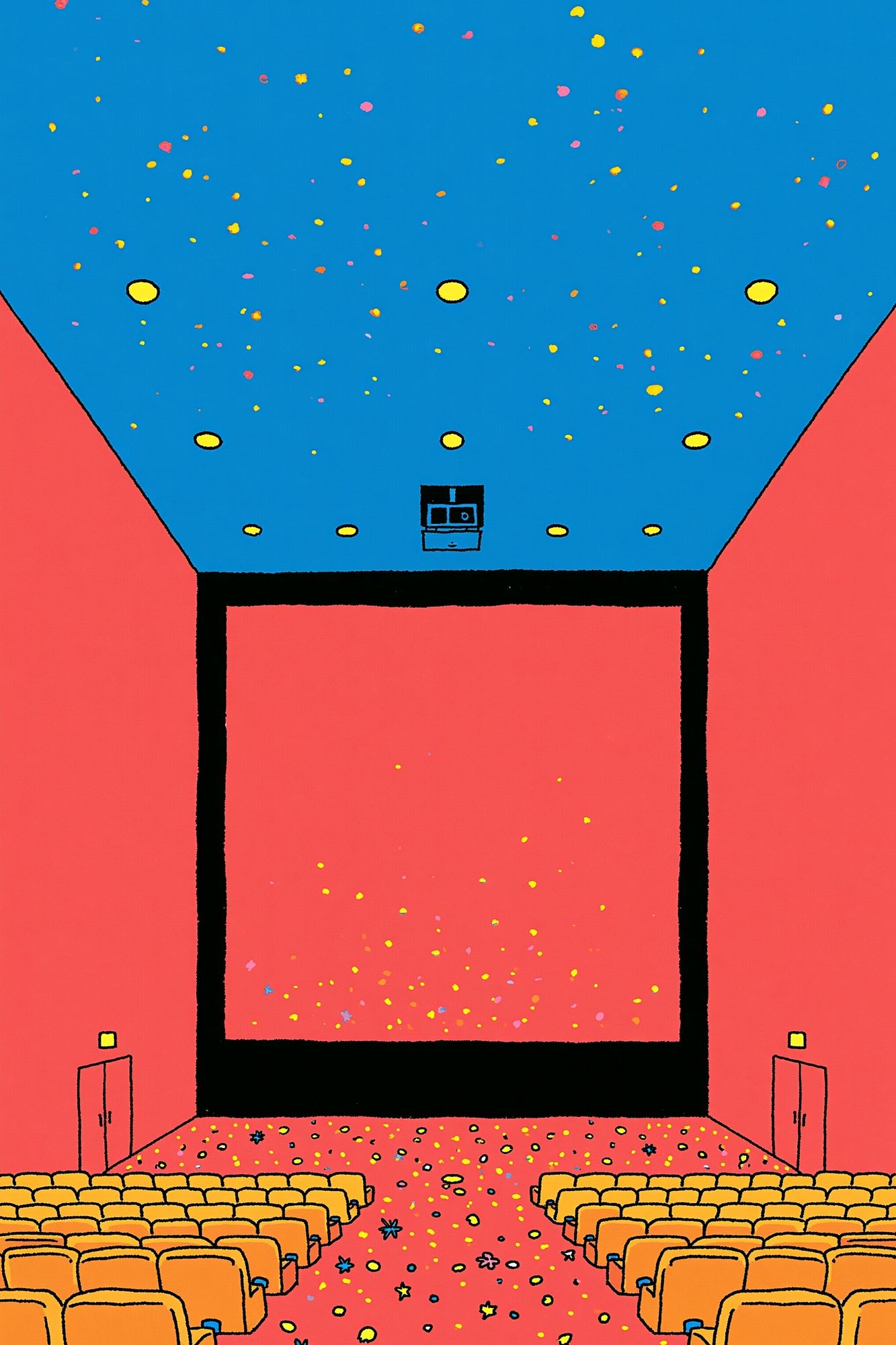 Colorful Cinema Hall Illustration Poster. poster detail