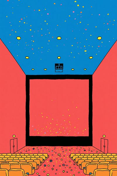 Colorful Cinema Hall Illustration Poster. poster print