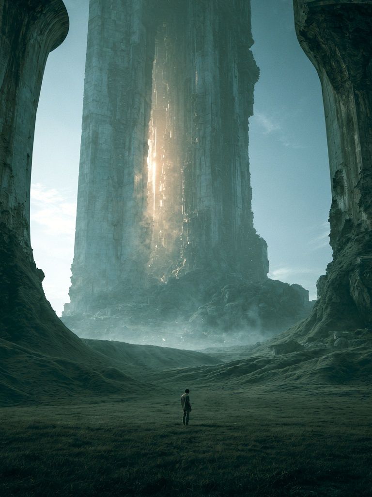 Sci-Fi Monolith Landscape Poster. poster — illustration art