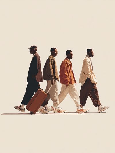 Stylish Men Walking Illustration Poster. poster