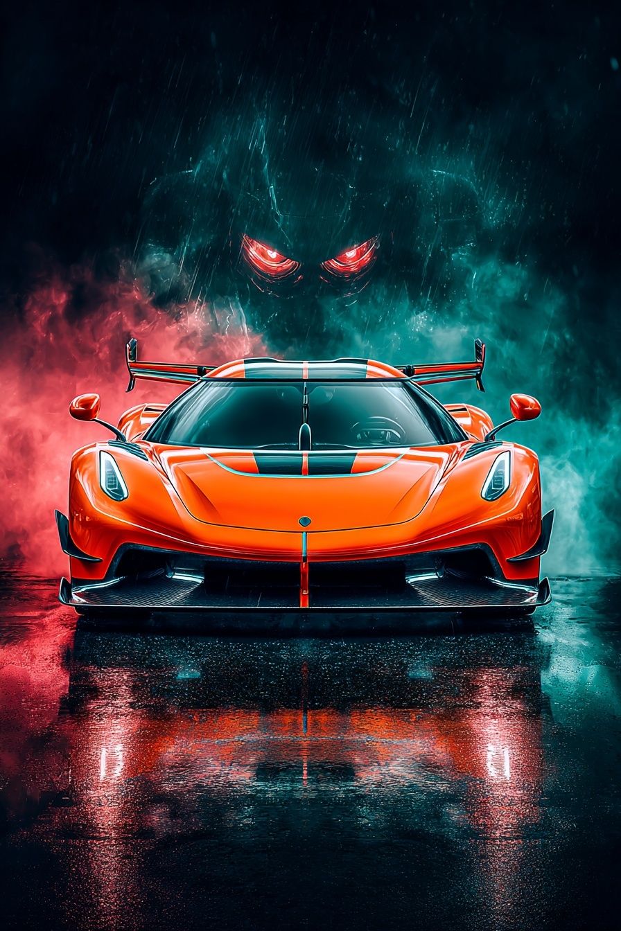 Neon Supercar Storm Poster. poster detail