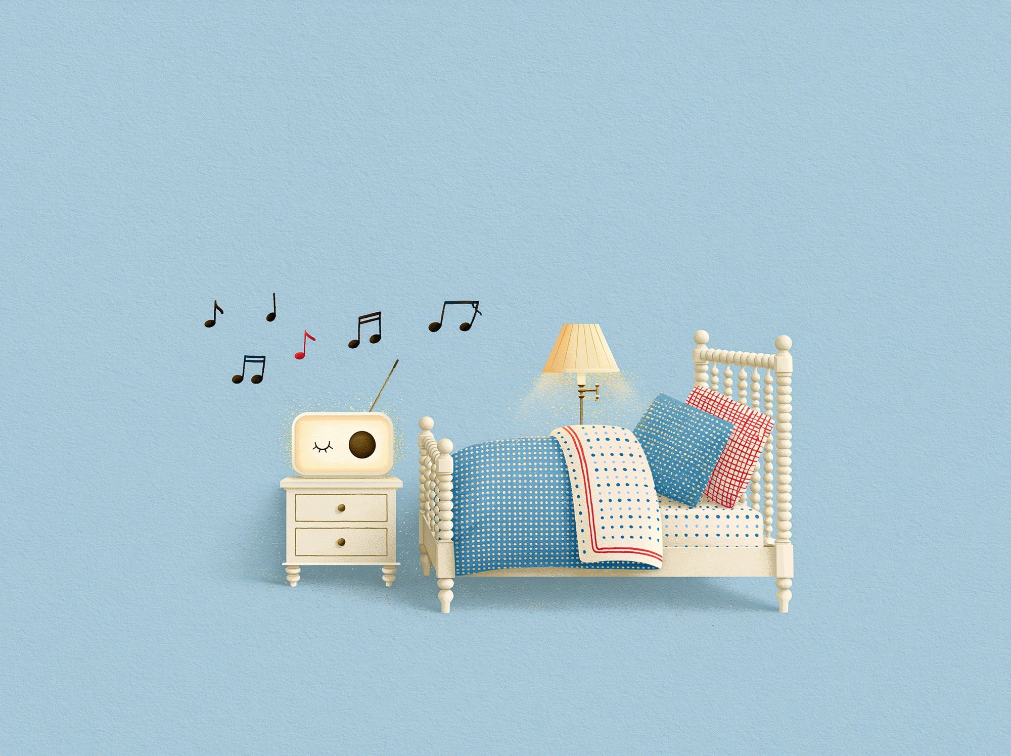 Whimsical Bedroom Music Illustration Poster. poster detail