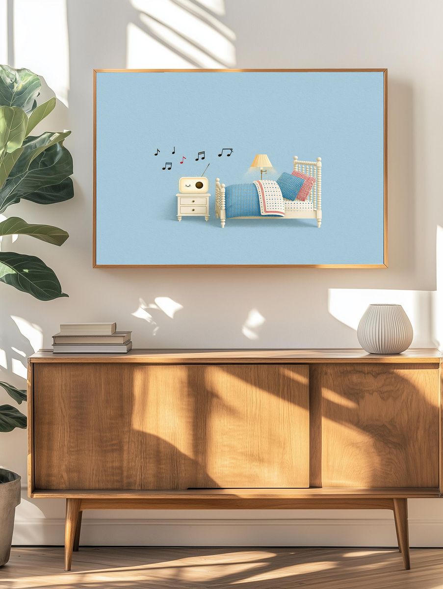 Whimsical Bedroom Music Illustration Poster. — room view 3