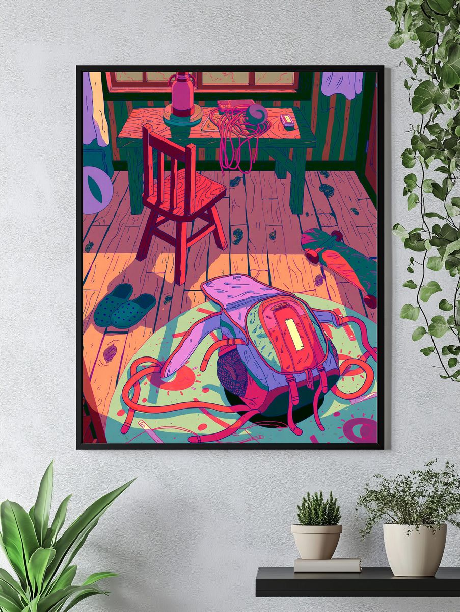 Backpack Room Illustration Poster. — room view 4