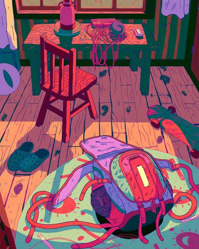 Backpack Room Illustration Poster. poster