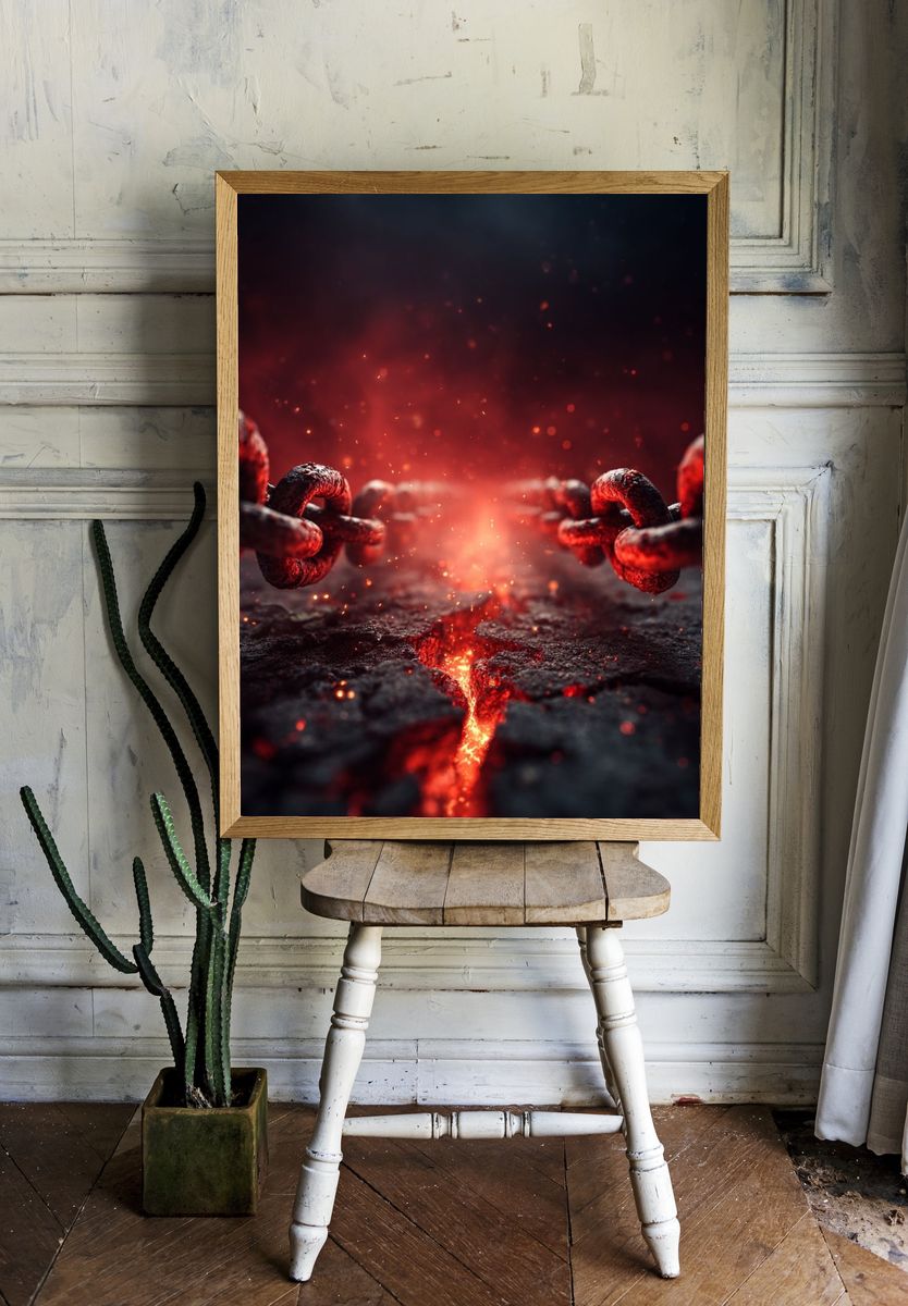 Molten Chain Break Illustration Poster. — room view 1