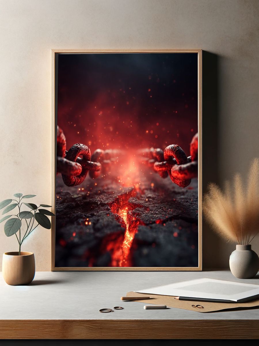 Molten Chain Break Illustration Poster. — room view 2