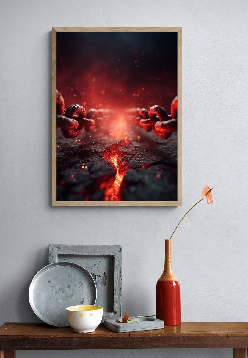 Molten Chain Break Illustration Poster. — room view 3