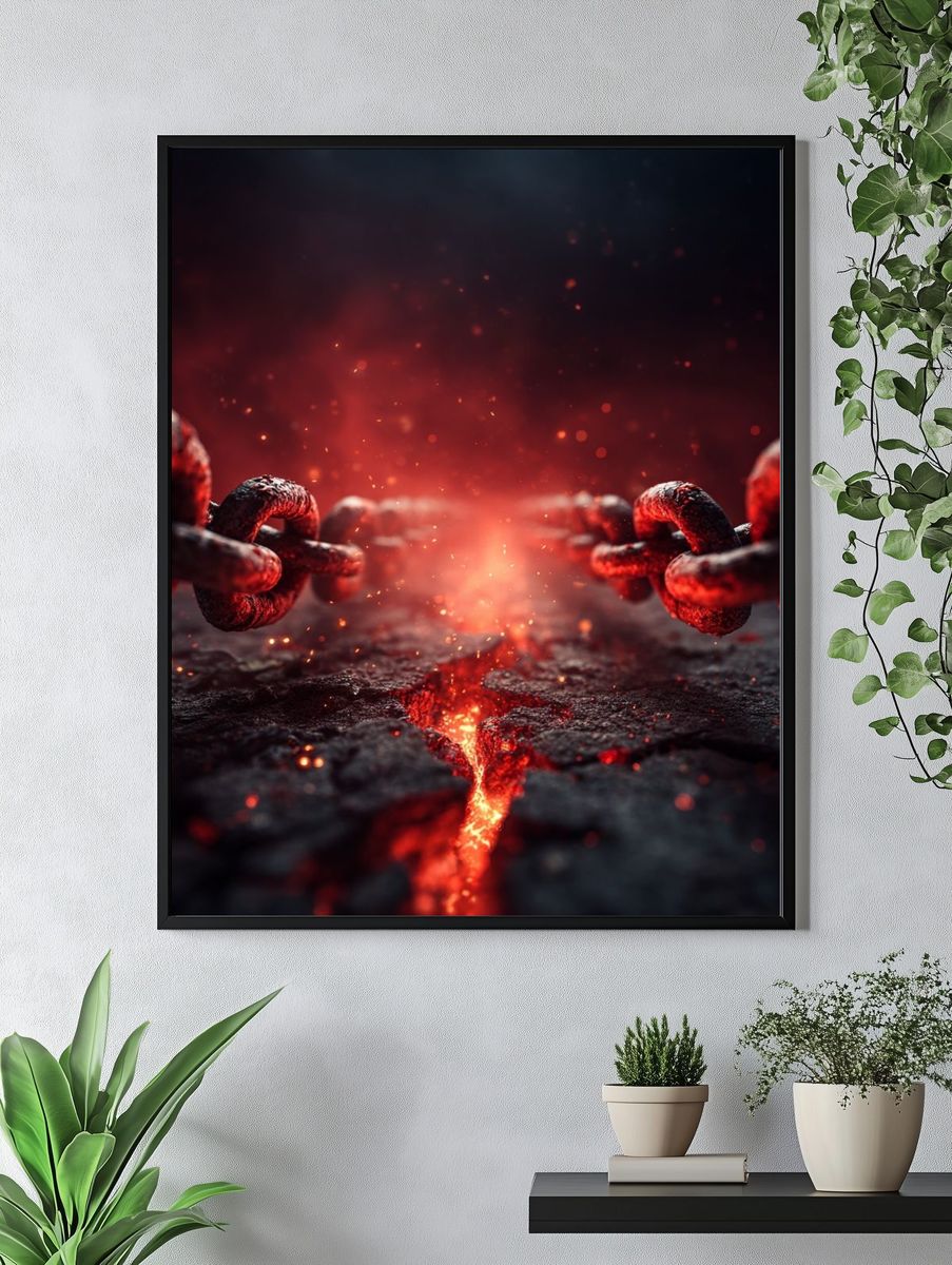 Molten Chain Break Illustration Poster. — room view 4