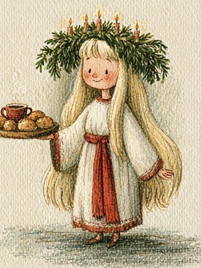 Girl with Bread Tray Watercolor Poster. poster print