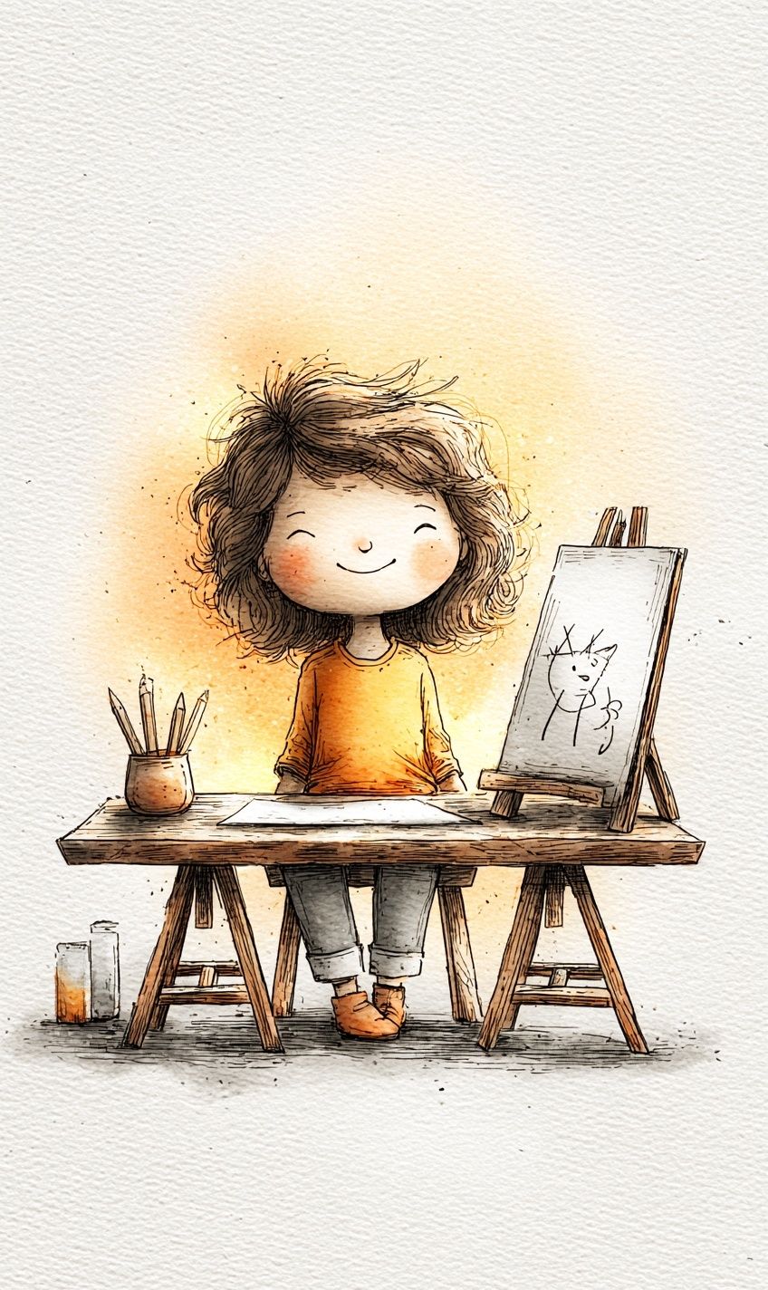 Little Artist Watercolor Illustration Poster. poster — illustration art
