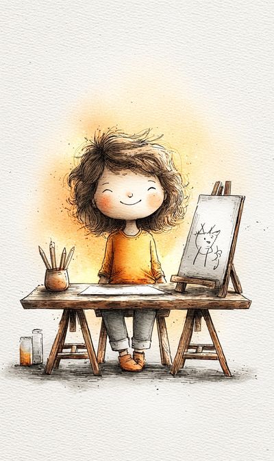Little Artist Watercolor Illustration Poster. poster print
