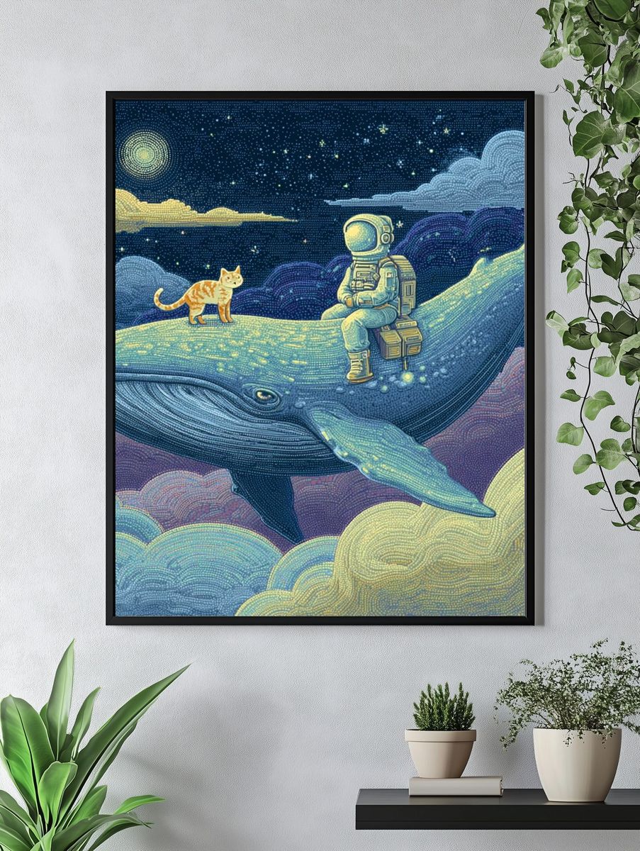Astronaut on Whale Dreamscape Print. — room view 4