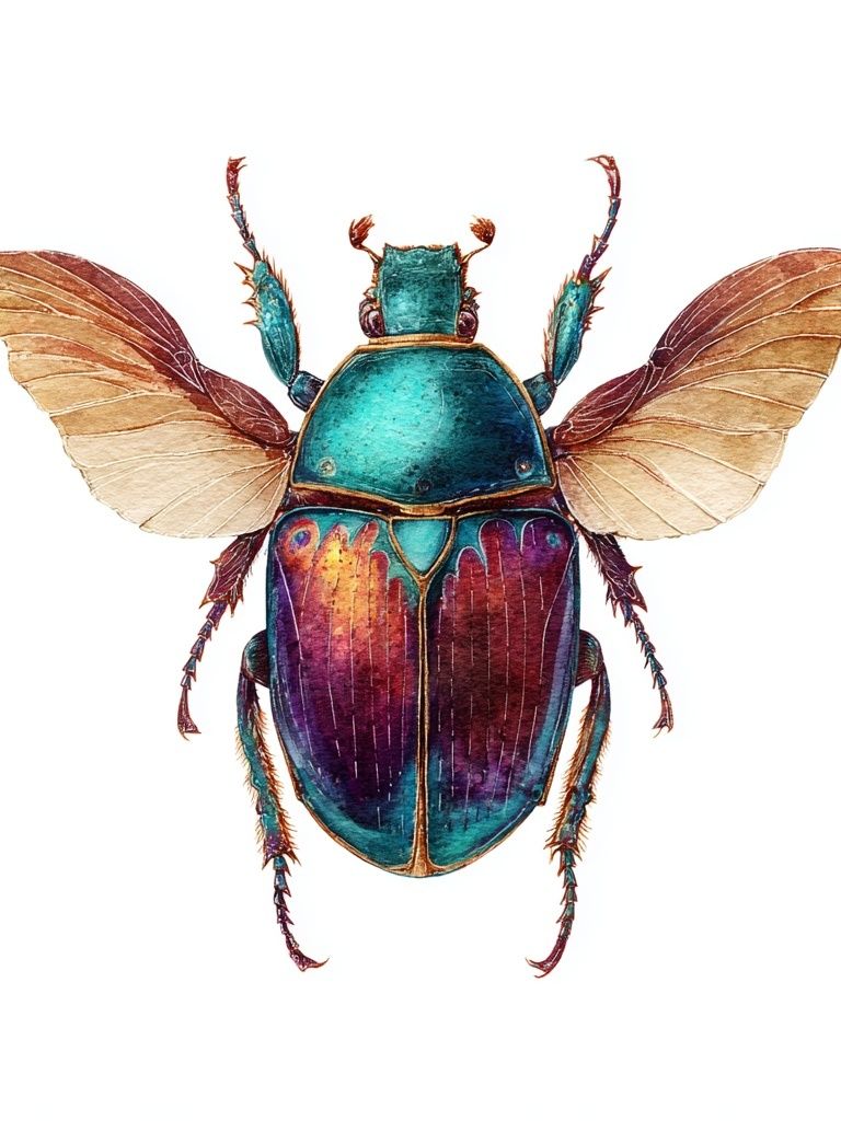 Iridescent Beetle Illustration Poster. poster — illustration art