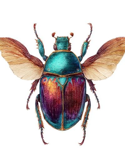 Iridescent Beetle Illustration Poster. poster