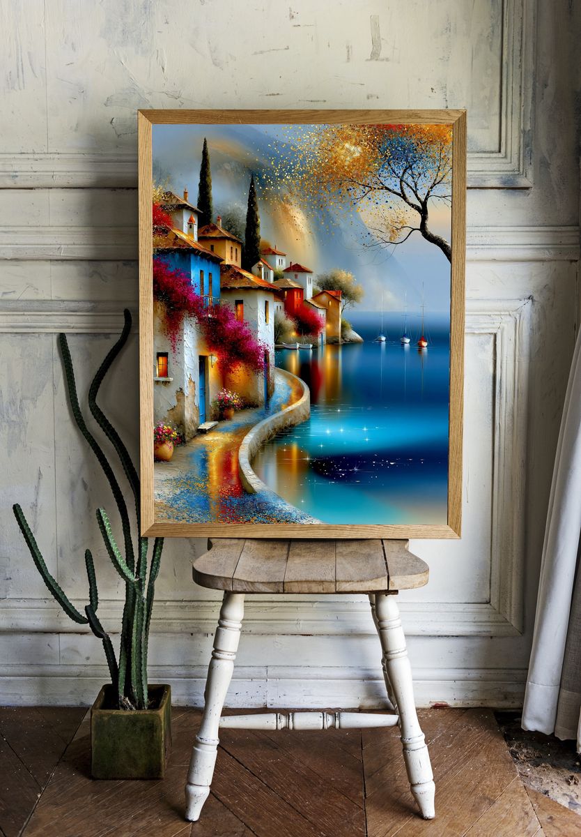Dreamy City Walk Illustration Poster. — room view 1