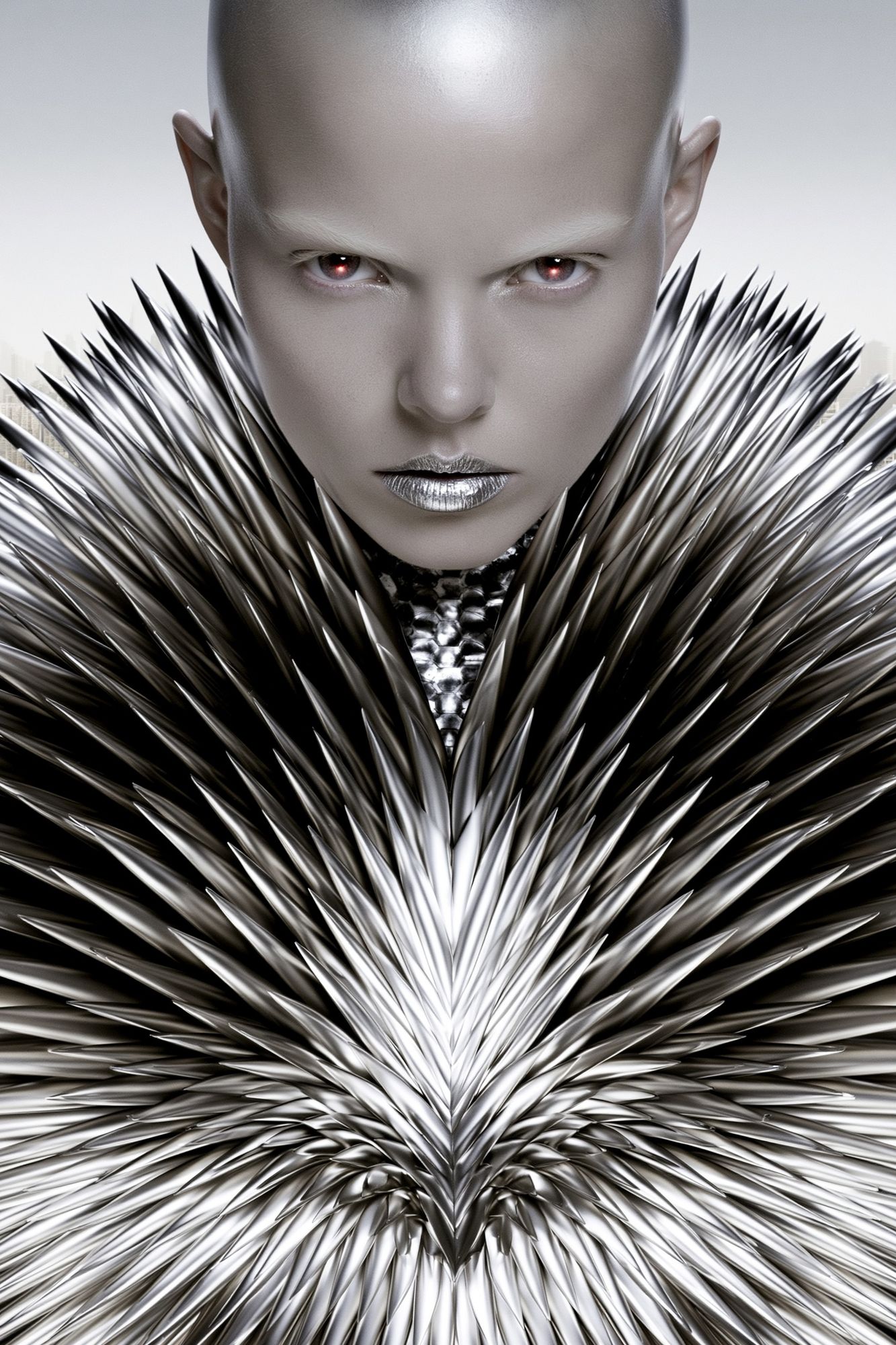 Futuristic Metallic Portrait Print. poster detail