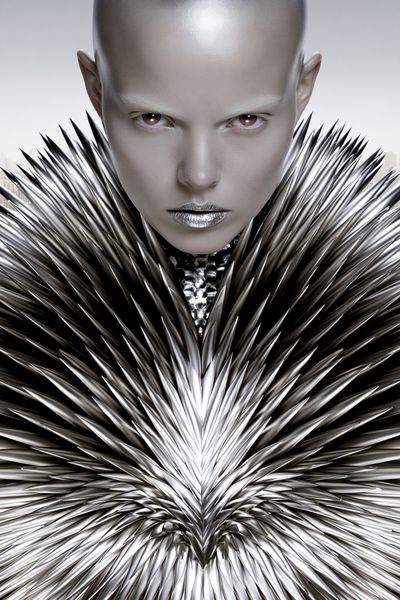 Futuristic Metallic Portrait Print. poster print