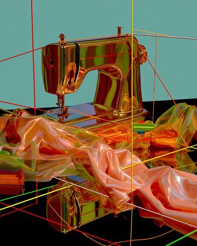 Golden Sewing Machine Abstract Poster. poster