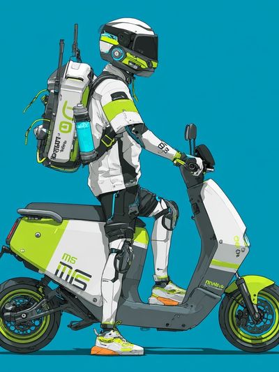 Futuristic Scooter Rider Illustration Poster. poster print