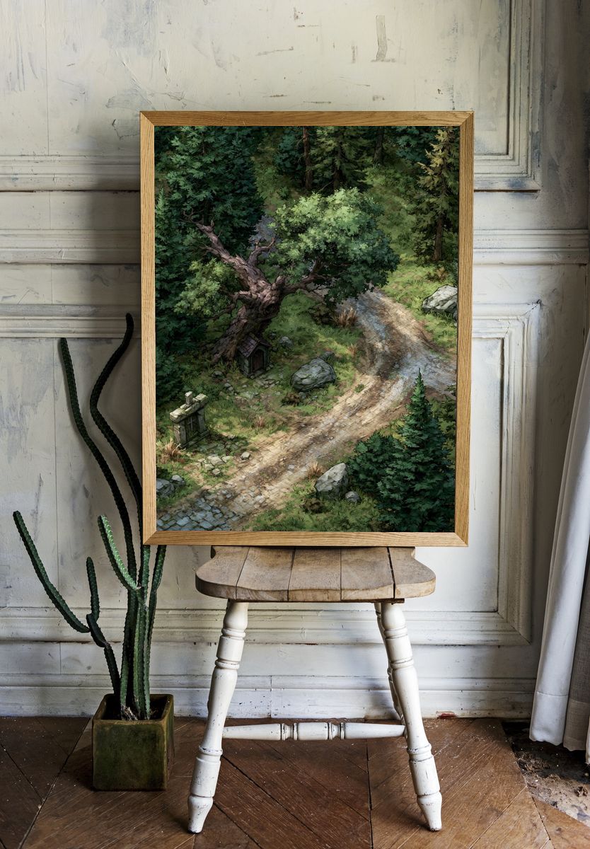 Enchanted Forest Path Illustration Poster. — room view 1