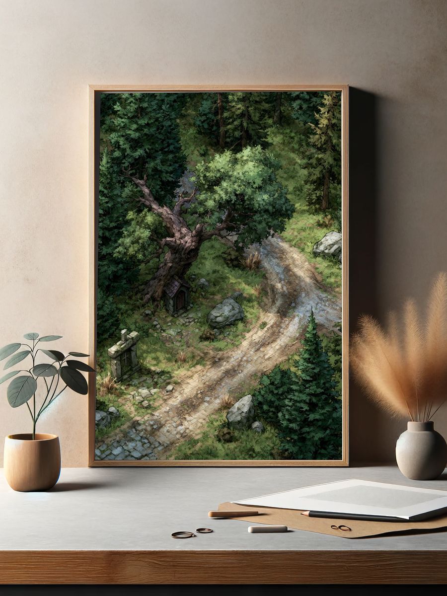 Enchanted Forest Path Illustration Poster. — room view 2