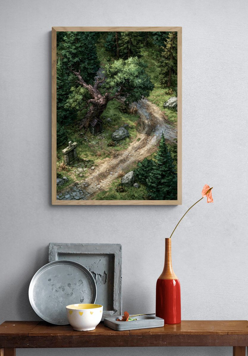 Enchanted Forest Path Illustration Poster. — room view 3