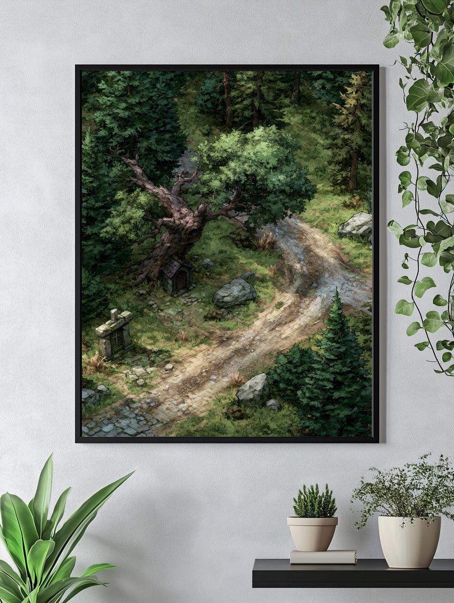 Enchanted Forest Path Illustration Poster. — room view 4