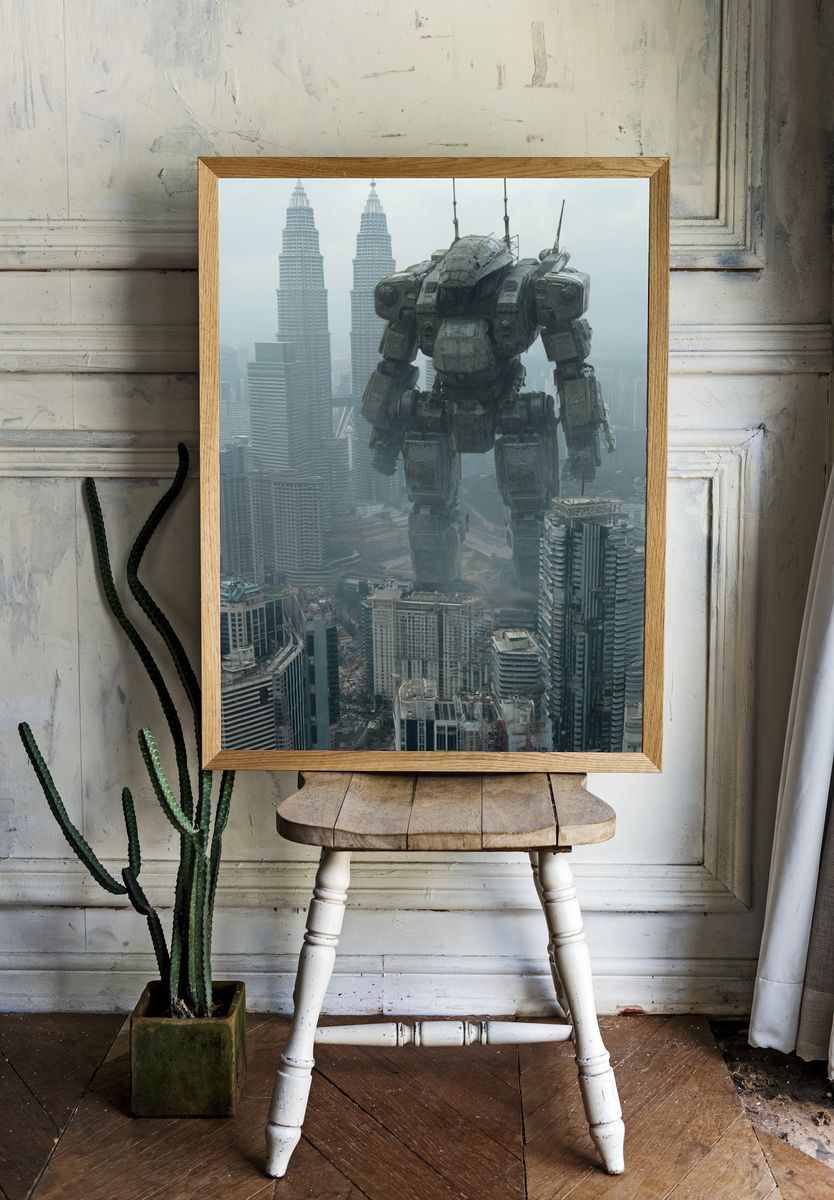 Giant Mech Over Kuala Lumpur Poster. — room view 1