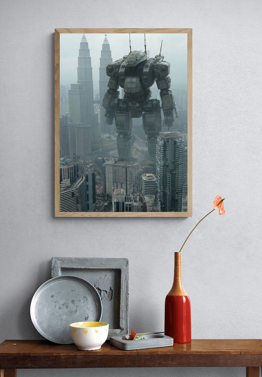 Giant Mech Over Kuala Lumpur Poster. — room view 3