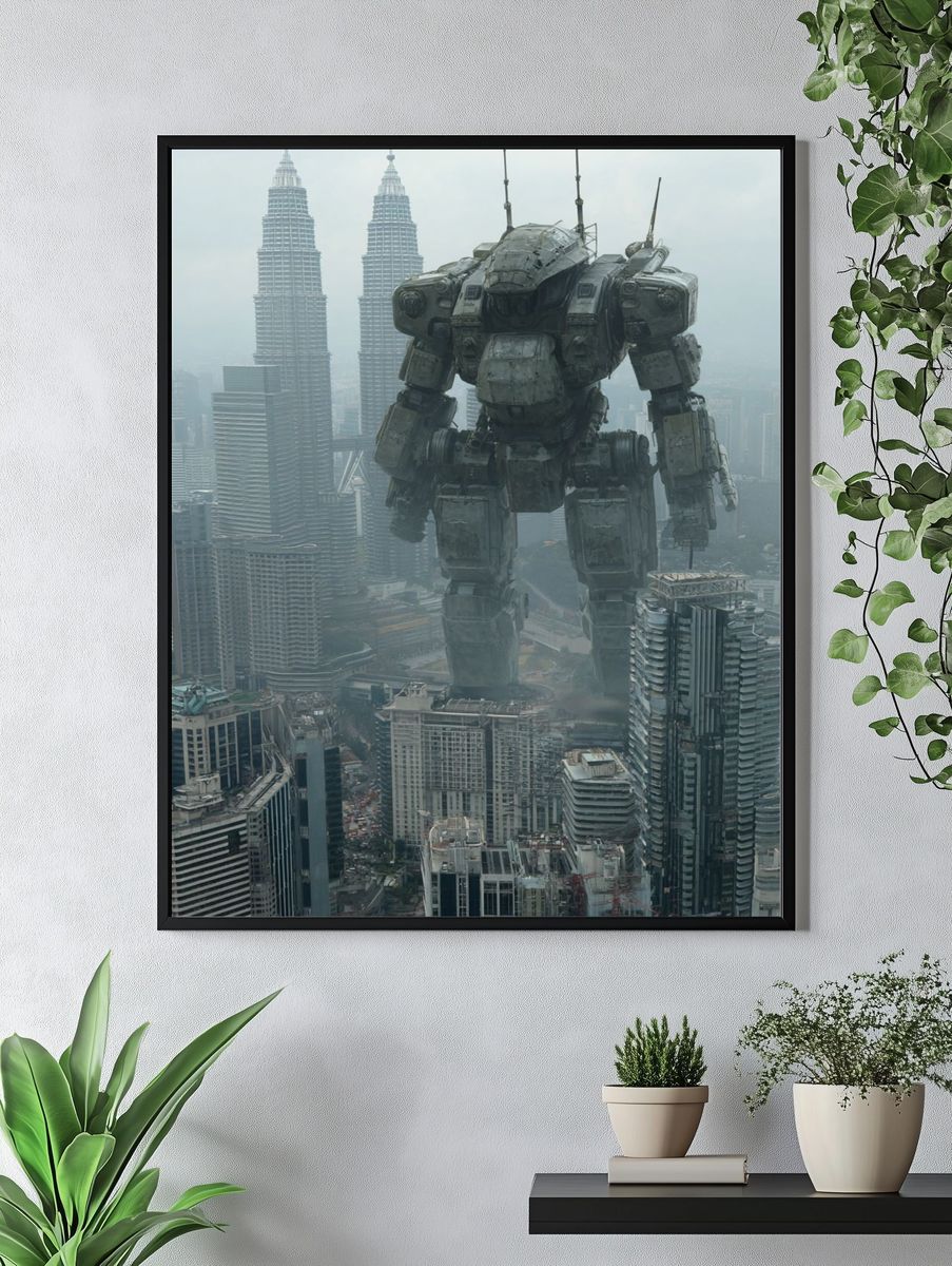 Giant Mech Over Kuala Lumpur Poster. — room view 4