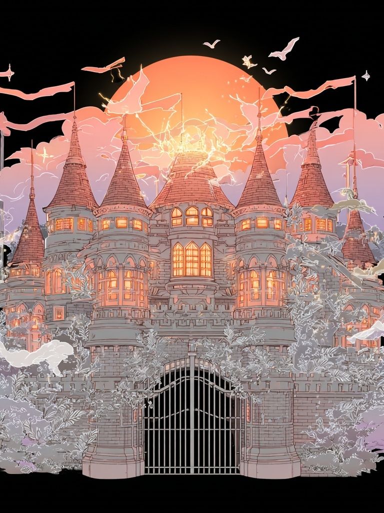 Enchanted Castle Sunset Print. poster detail