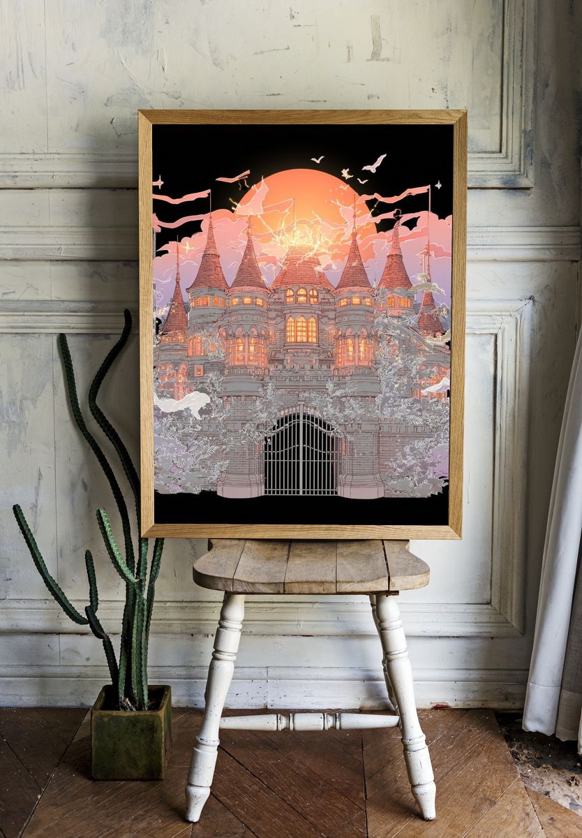 Enchanted Castle Sunset Print. — room view 1