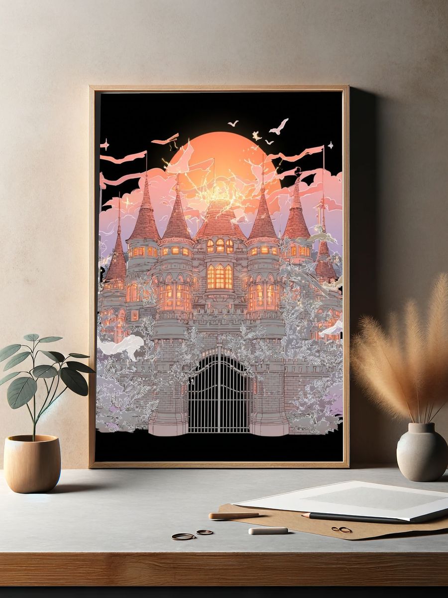 Enchanted Castle Sunset Print. — room view 2