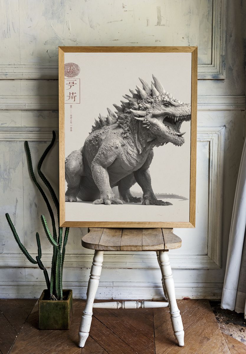 Kaiju Dragon Ink Print. — room view 1