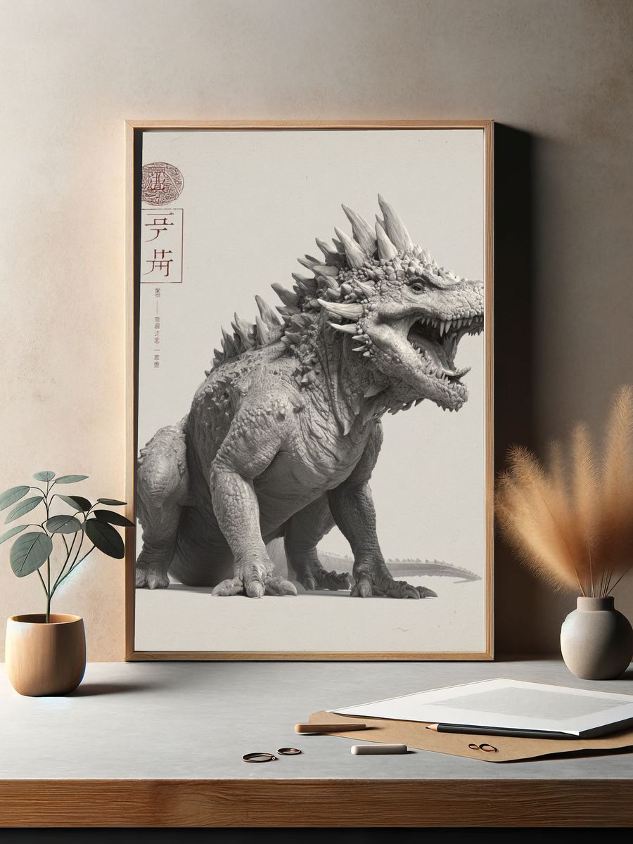 Kaiju Dragon Ink Print. — room view 2