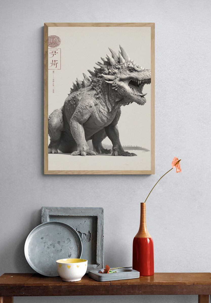 Kaiju Dragon Ink Print. — room view 3