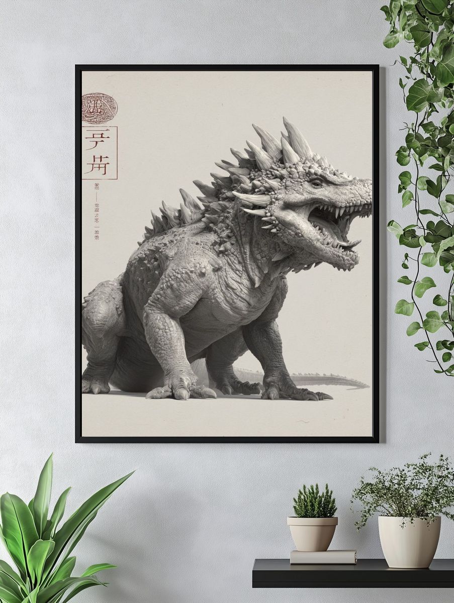 Kaiju Dragon Ink Print. — room view 4