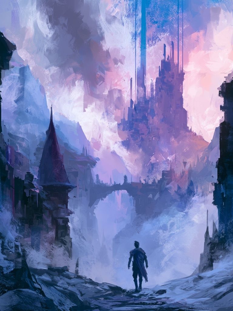 Fantasy Castle Landscape Illustration Poster. poster detail