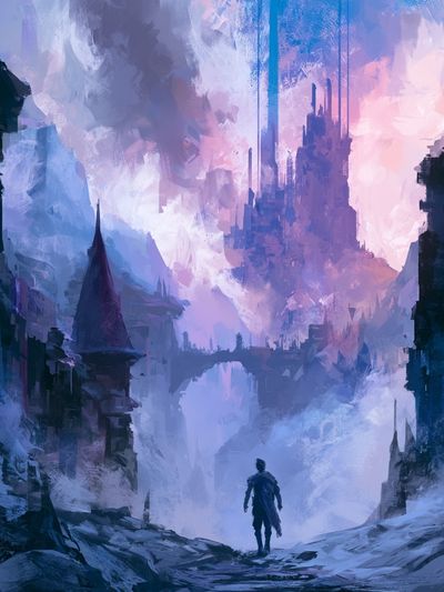 Fantasy Castle Landscape Illustration Poster. poster print