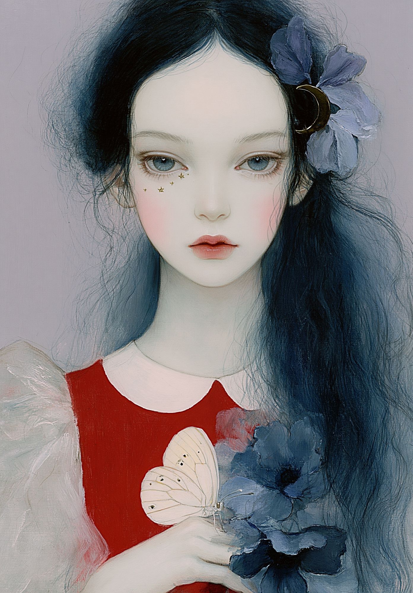 Dreamy Girl Portrait Print. poster — illustration art