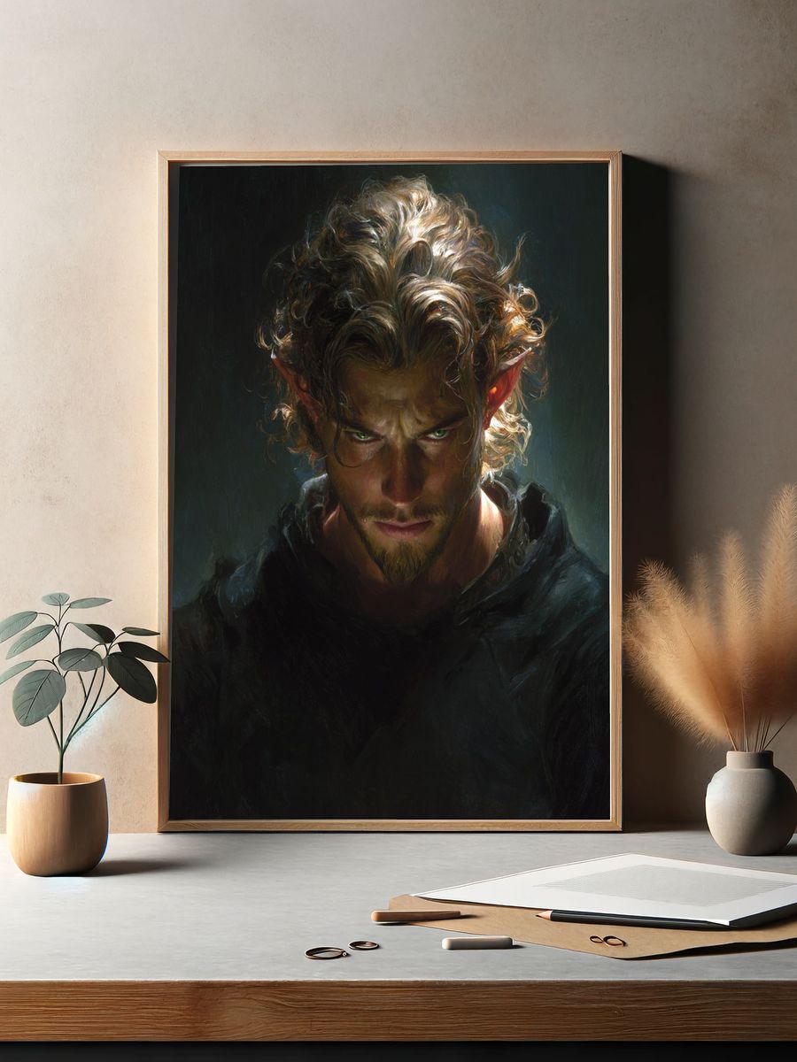 Elf Portrait Fantasy Print. — room view 2