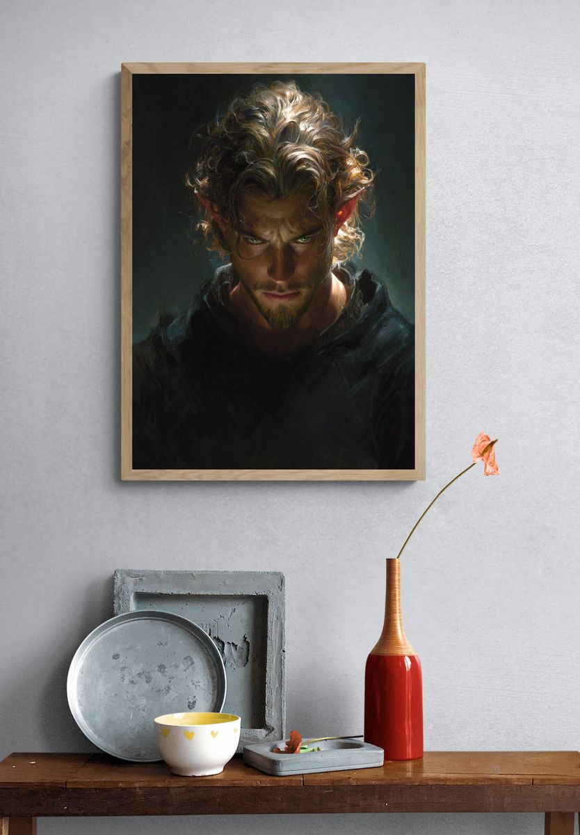Elf Portrait Fantasy Print. — room view 3