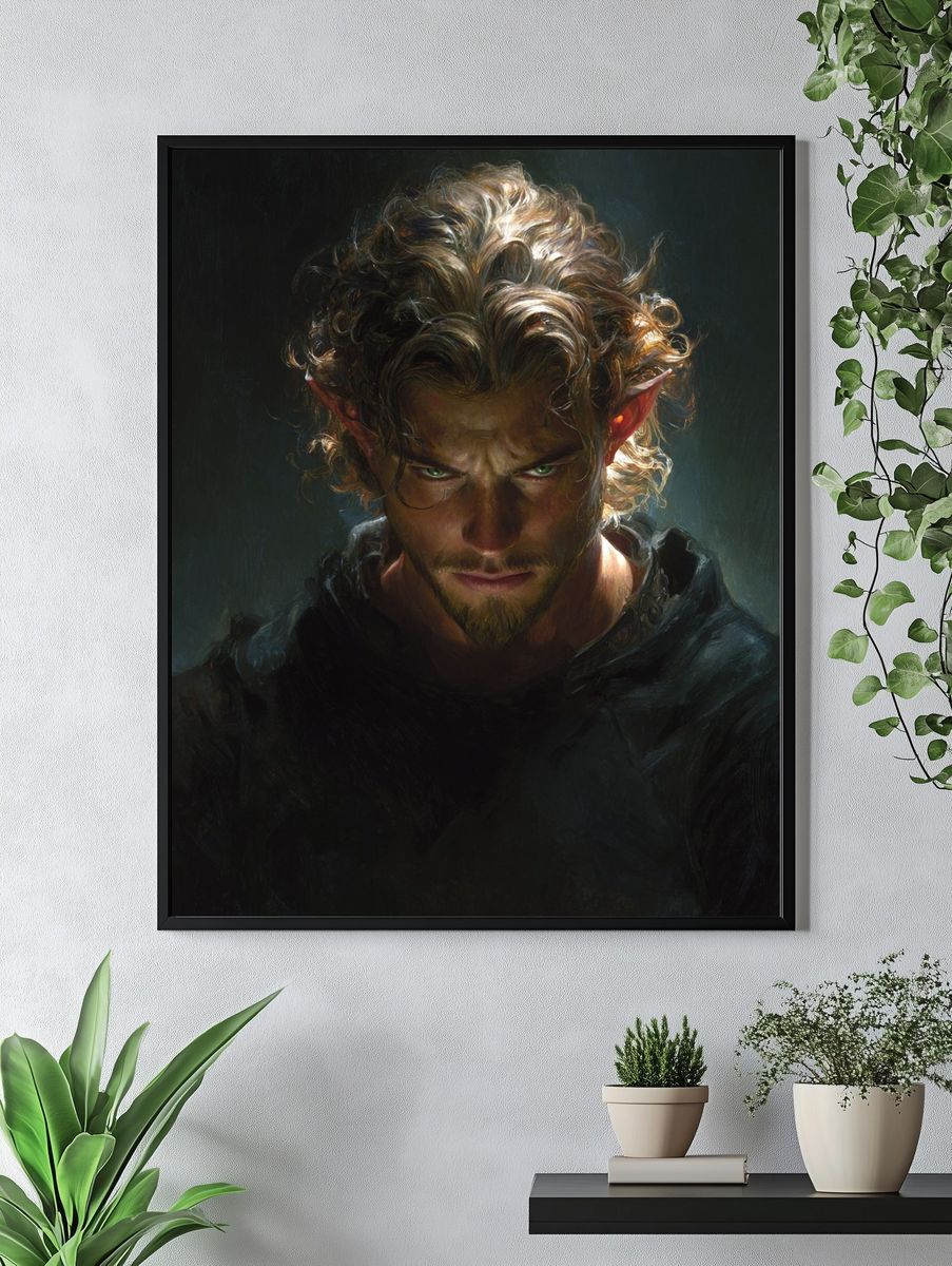 Elf Portrait Fantasy Print. — room view 4