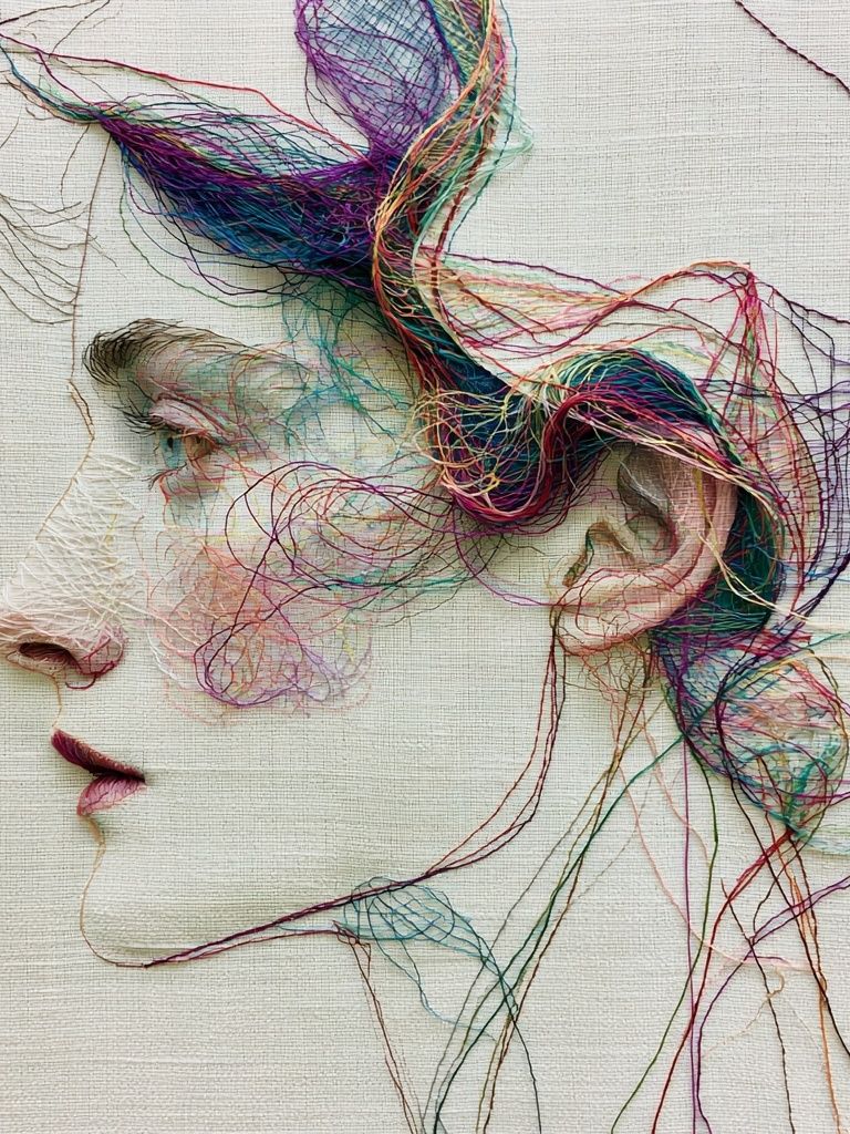 Thread Portrait Fine-Art Print. poster — illustration art